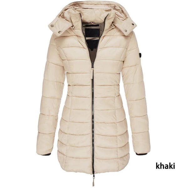 Padded Mid-Length Winter Hooded Jacket