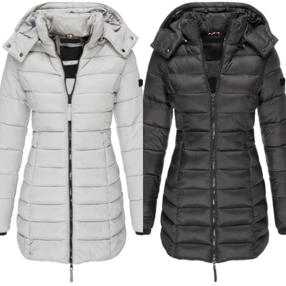 Padded Mid-Length Winter Hooded Jacket