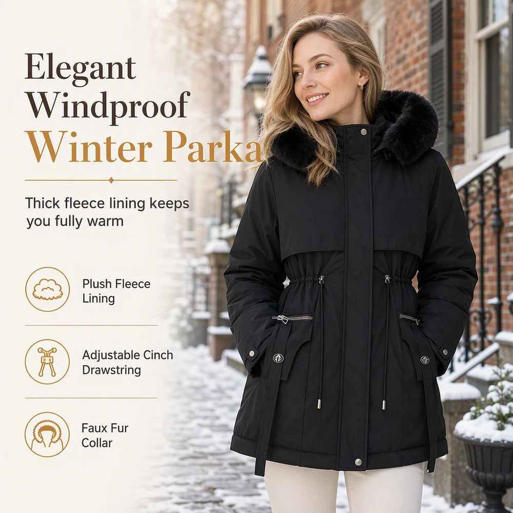 Women Faux Fur Padded Parka