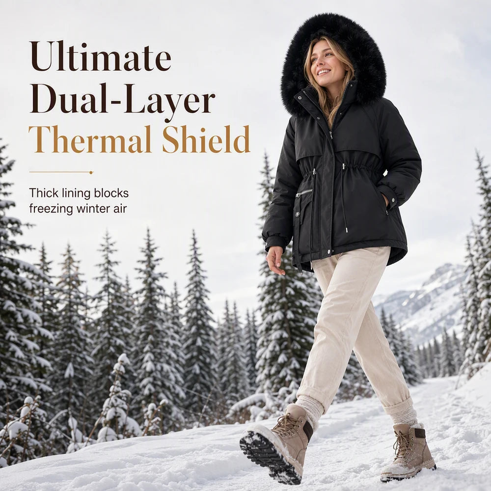 Women Faux Fur Padded Parka