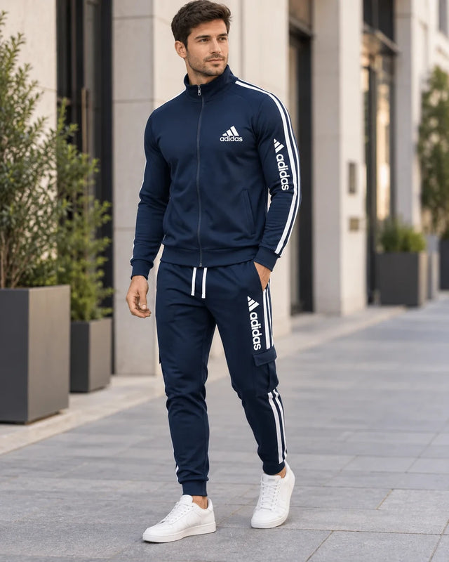 Striped Zip-Up Cargo Tracksuit